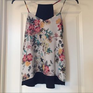 Reversible floral/black tank top
